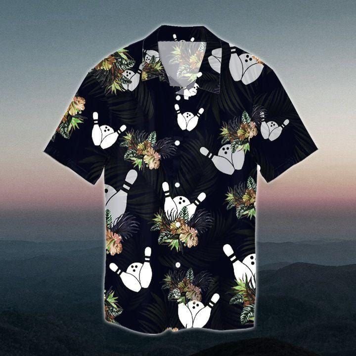 Felacia [Hawaii Shirt] Bowling Black Unisex Hawaiian Aloha Shirts-ZX0569